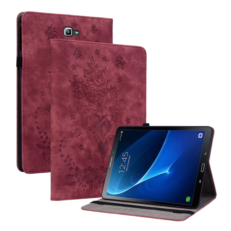 Butterfly Rose Embossed Leather Tablet Case, For Samsung Galaxy Tab S4 10.5 SM-T830, For Samsung Galaxy Tab A 10.1 2016/T580/T585, For Samsung Galaxy Tab S2 9.7 T810 T815, For Samsung Galaxy Tab A 9.7 T550 T555