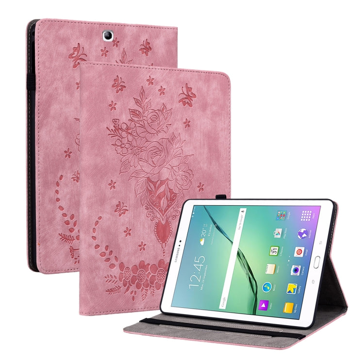 Butterfly Rose Embossed Leather Tablet Case, For Samsung Galaxy Tab S4 10.5 SM-T830, For Samsung Galaxy Tab A 10.1 2016/T580/T585, For Samsung Galaxy Tab S2 9.7 T810 T815, For Samsung Galaxy Tab A 9.7 T550 T555
