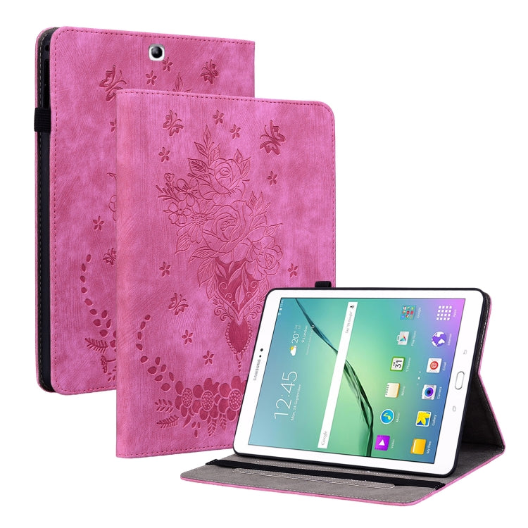 Butterfly Rose Embossed Leather Tablet Case, For Samsung Galaxy Tab S4 10.5 SM-T830, For Samsung Galaxy Tab A 10.1 2016/T580/T585, For Samsung Galaxy Tab S2 9.7 T810 T815, For Samsung Galaxy Tab A 9.7 T550 T555