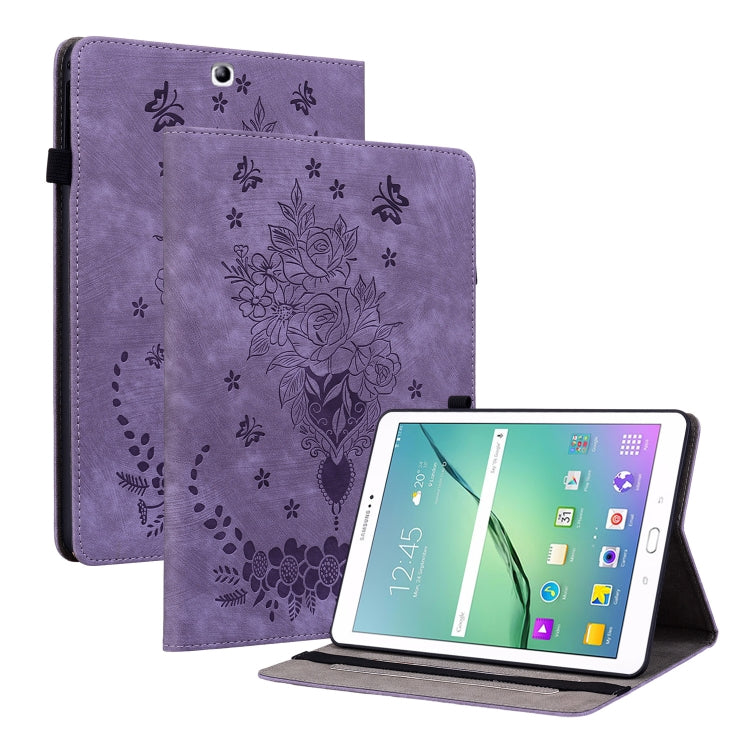 Butterfly Rose Embossed Leather Tablet Case, For Samsung Galaxy Tab S4 10.5 SM-T830, For Samsung Galaxy Tab A 10.1 2016/T580/T585, For Samsung Galaxy Tab S2 9.7 T810 T815, For Samsung Galaxy Tab A 9.7 T550 T555