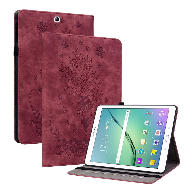 Butterfly Rose Embossed Leather Tablet Case, For Samsung Galaxy Tab S4 10.5 SM-T830, For Samsung Galaxy Tab A 10.1 2016/T580/T585, For Samsung Galaxy Tab S2 9.7 T810 T815, For Samsung Galaxy Tab A 9.7 T550 T555