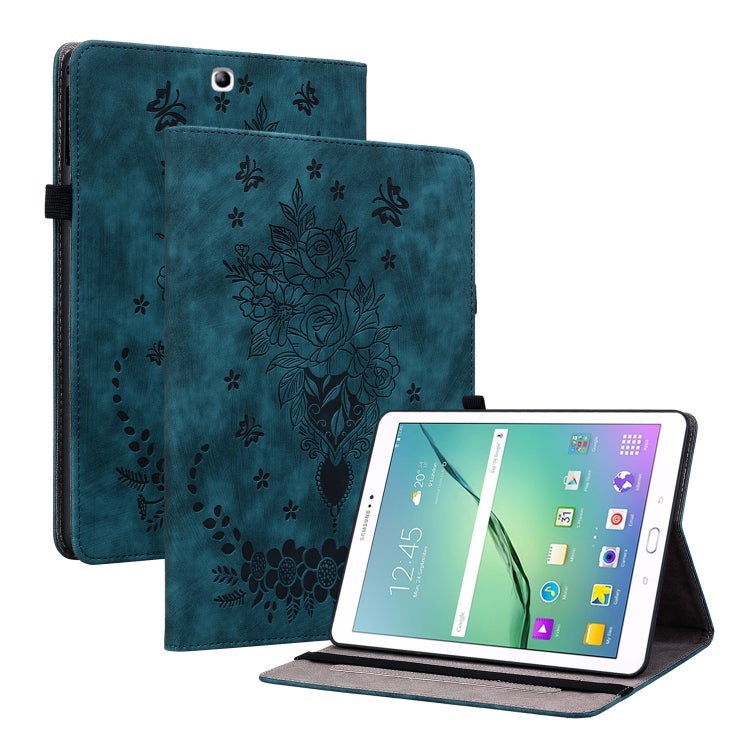 Butterfly Rose Embossed Leather Tablet Case, For Samsung Galaxy Tab S4 10.5 SM-T830, For Samsung Galaxy Tab A 10.1 2016/T580/T585, For Samsung Galaxy Tab S2 9.7 T810 T815, For Samsung Galaxy Tab A 9.7 T550 T555