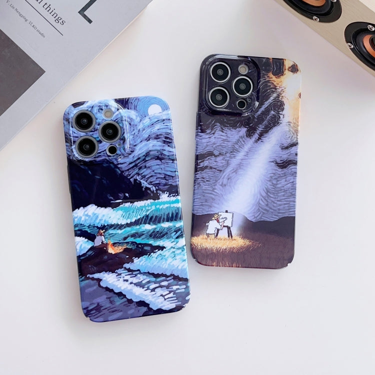 Precise Hole Oil Painting Pattern PC Phone Case, For iPhone 8 Plus / 7 Plus, For iPhone X / XS, For iPhone XS Max, For iPhone XR