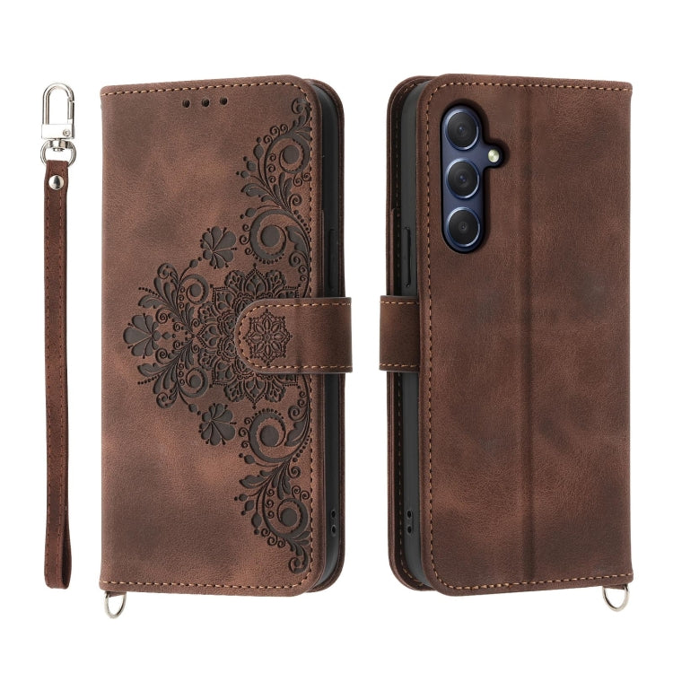 Skin-feel Flowers Embossed Wallet Leather Phone Case