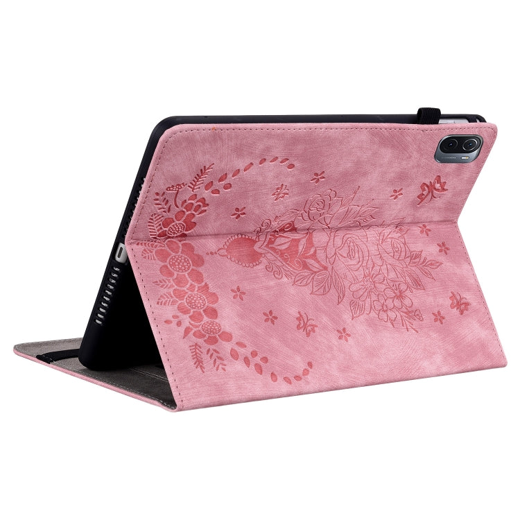Butterfly Rose Embossed Leather Smart Tablet Case, For Xiaomi Pad 5 / Pad 5 Pro