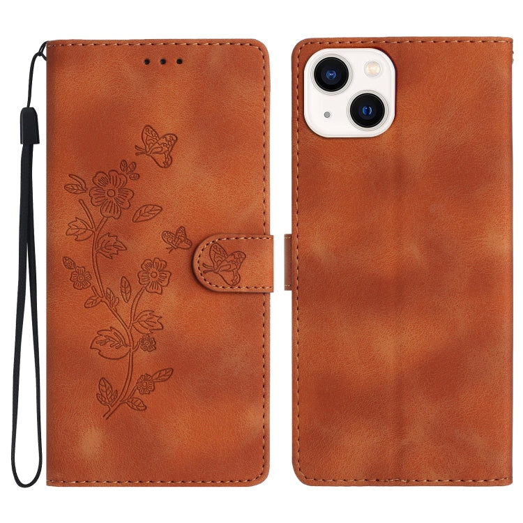 Flower Butterfly Embossing Pattern Leather Phone Case, For iPhone 13, For iPhone 13 mini, For iPhone 12 / 12 Pro, For iPhone 12 Pro Max