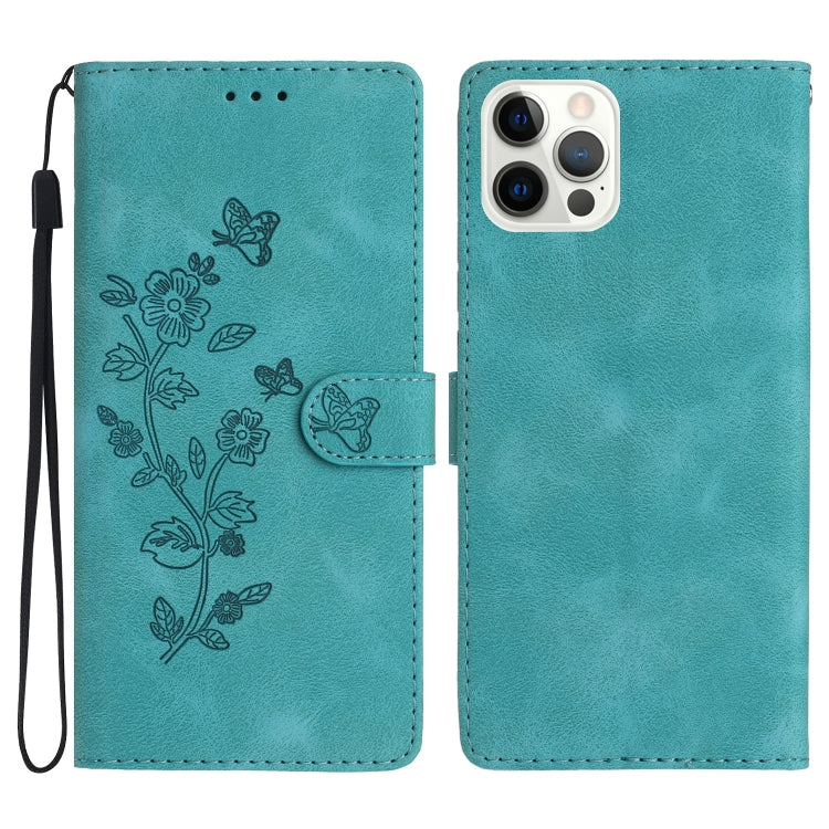 Flower Butterfly Embossing Pattern Leather Phone Case, For iPhone 13, For iPhone 13 mini, For iPhone 12 / 12 Pro, For iPhone 12 Pro Max