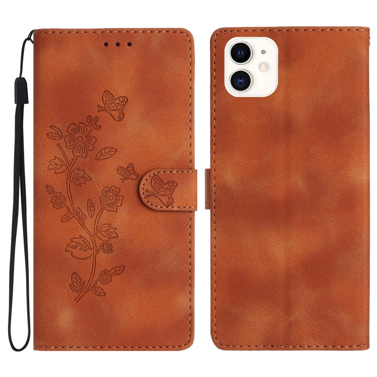 Flower Butterfly Embossing Pattern Leather Phone Case, For iPhone 12 mini, For iPhone 11 Pro Max, For iPhone 11, For iPhone 11 Pro