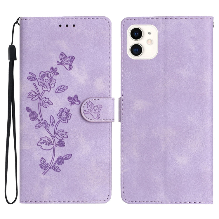 Flower Butterfly Embossing Pattern Leather Phone Case, For iPhone 12 mini, For iPhone 11 Pro Max, For iPhone 11, For iPhone 11 Pro