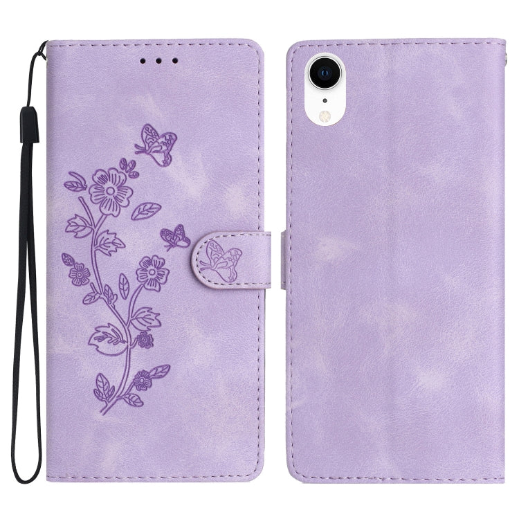 Flower Butterfly Embossing Pattern Leather Phone Case, For iPhone X / XS, For iPhone XR, For iPhone XS Max, For iPhone 8 Plus / 7 Plus / 6 Plus
