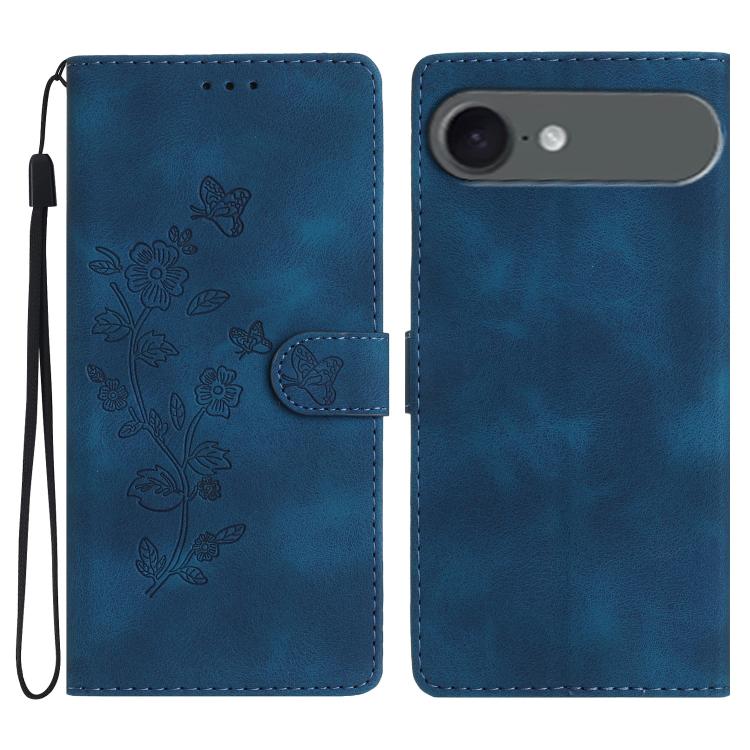 Flower Butterfly Embossing Pattern Leather Phone Case, For iPhone Air, For iPhone 16 Pro Max, For iPhone 16 Pro, For iPhone 16 Plus