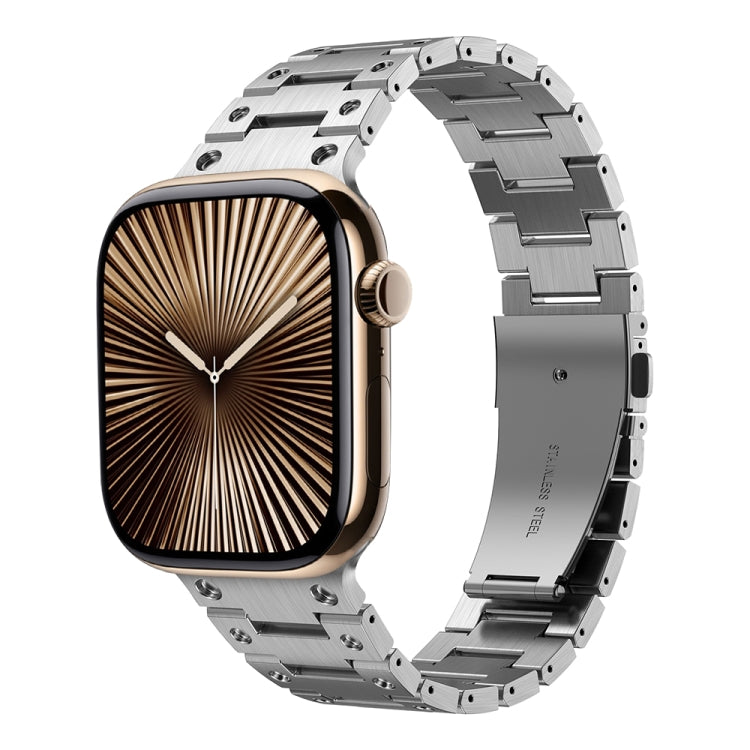 Double Rows Metal Watch Band, For Apple Watch Series 10 46mm, For Apple Watch Series 10 42mm, For Apple Watch SE 2023 44mm, For Apple Watch SE 2023 40mm, For Apple Watch Ultra 2 49mm, For Apple Watch 9 45mm, For Apple Watch 9 41mm                      ...