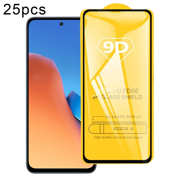 25pcs 9D Full Glue Screen Tempered Glass Film, For Xiaomi Redmi 12 / 12R / 12 5G / Note 12R / Poco M6 Pro, For Xiaomi 13T