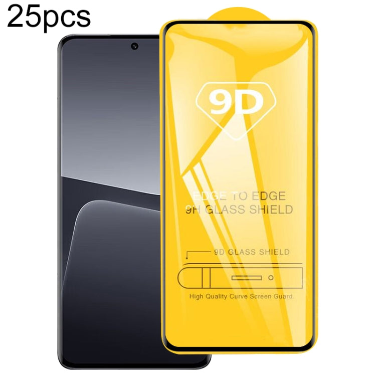 25pcs 9D Full Glue Screen Tempered Glass Film, For Xiaomi Redmi 12 / 12R / 12 5G / Note 12R / Poco M6 Pro, For Xiaomi 13T