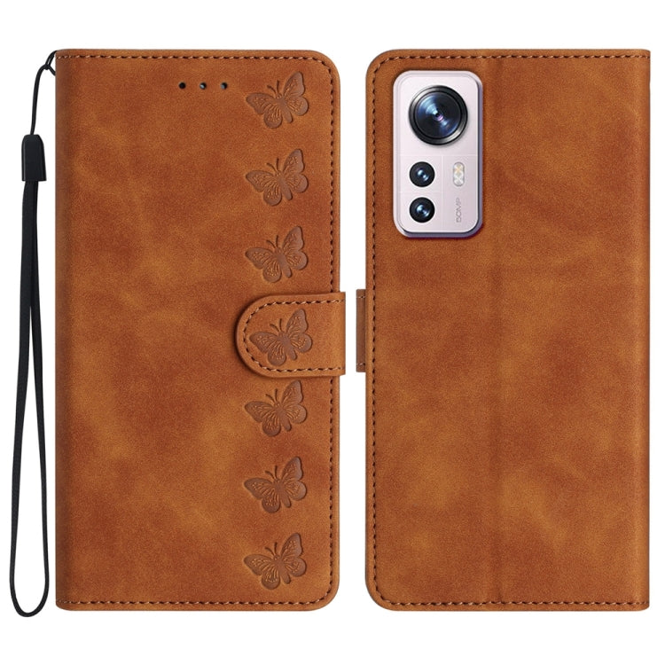 Seven Butterflies Embossed Leather Phone Case