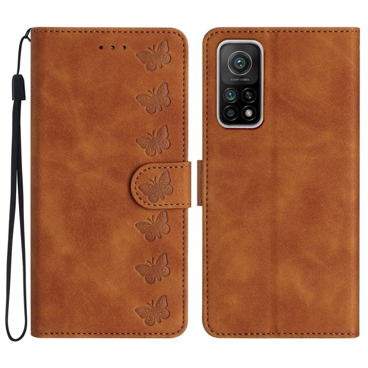 Seven Butterflies Embossed Leather Phone Case, For Xiaomi Redmi Note 9 5G / Note 9T, For Xiaomi Mi 10T Lite, For Xiaomi Mi 10T / 10T Pro, For Xiaomi Redmi 9A