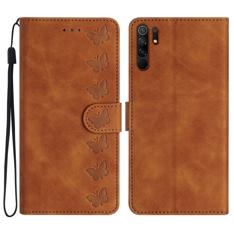 Seven Butterflies Embossed Leather Phone Case, For Xiaomi Redmi 9, For Xiaomi Redmi 9C, For Xiaomi Redmi Note 8T