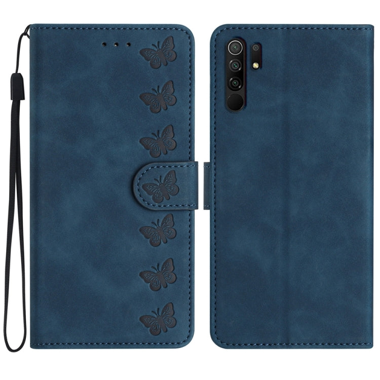 Seven Butterflies Embossed Leather Phone Case, For Xiaomi Redmi 9, For Xiaomi Redmi 9C, For Xiaomi Redmi Note 8T