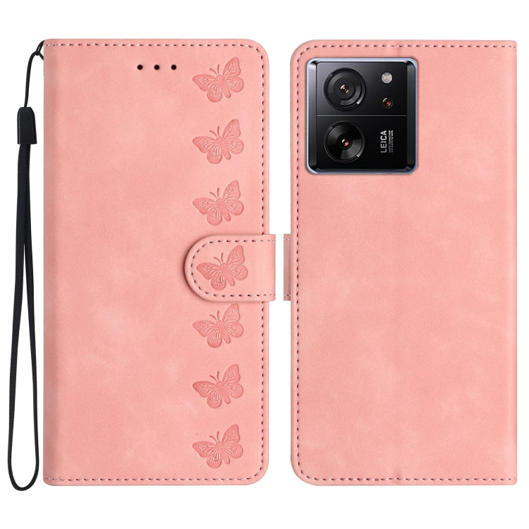 Seven Butterflies Embossed Leather Phone Case, For Xiaomi Redmi 13C 4G, For Xiaomi 13T, For Xiaomi Mi 11 Lite, For Xiaomi Redmi Note 12 Pro 5G Global
