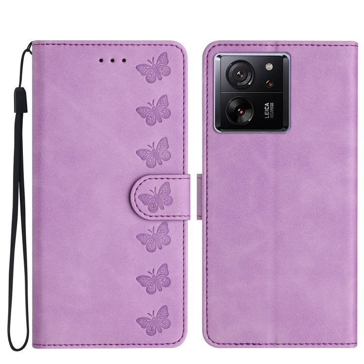 Seven Butterflies Embossed Leather Phone Case, For Xiaomi Redmi 13C 4G, For Xiaomi 13T, For Xiaomi Mi 11 Lite, For Xiaomi Redmi Note 12 Pro 5G Global