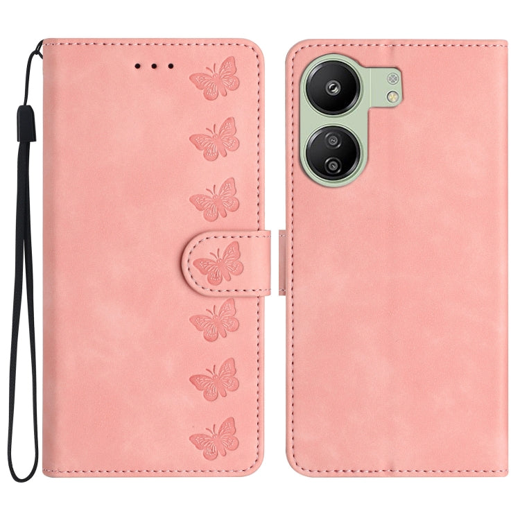 Seven Butterflies Embossed Leather Phone Case, For Xiaomi Redmi 13C 4G, For Xiaomi 13T, For Xiaomi Mi 11 Lite, For Xiaomi Redmi Note 12 Pro 5G Global