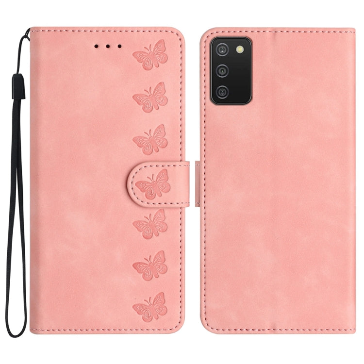 Seven Butterflies Embossed Leather Phone Case, For Samsung Galaxy S24 Ultra 5G, For Samsung Galaxy A25 5G, For Samsung Galaxy A02s 164mm, For Samsung Galaxy A15