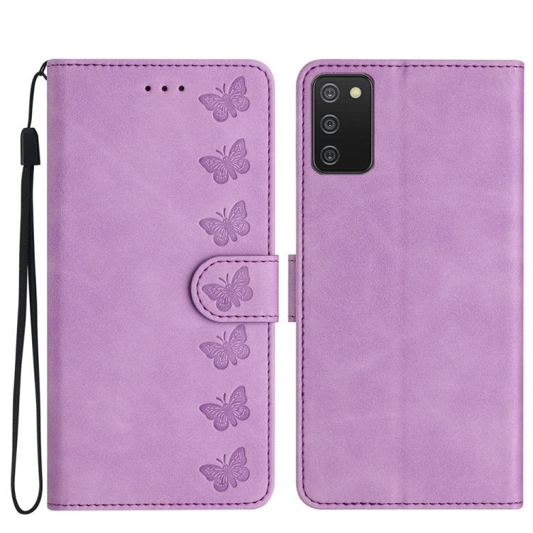 Seven Butterflies Embossed Leather Phone Case, For Samsung Galaxy S24 Ultra 5G, For Samsung Galaxy A25 5G, For Samsung Galaxy A02s 164mm, For Samsung Galaxy A15