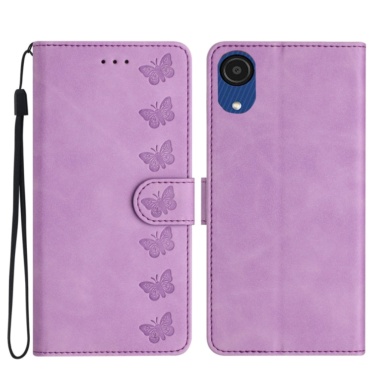 Seven Butterflies Embossed Leather Phone Case, For Samsung Galaxy A04 Core, For Samsung Galaxy S23 FE 5G, For Samsung Galaxy A05, For Samsung Galaxy S24+ 5G