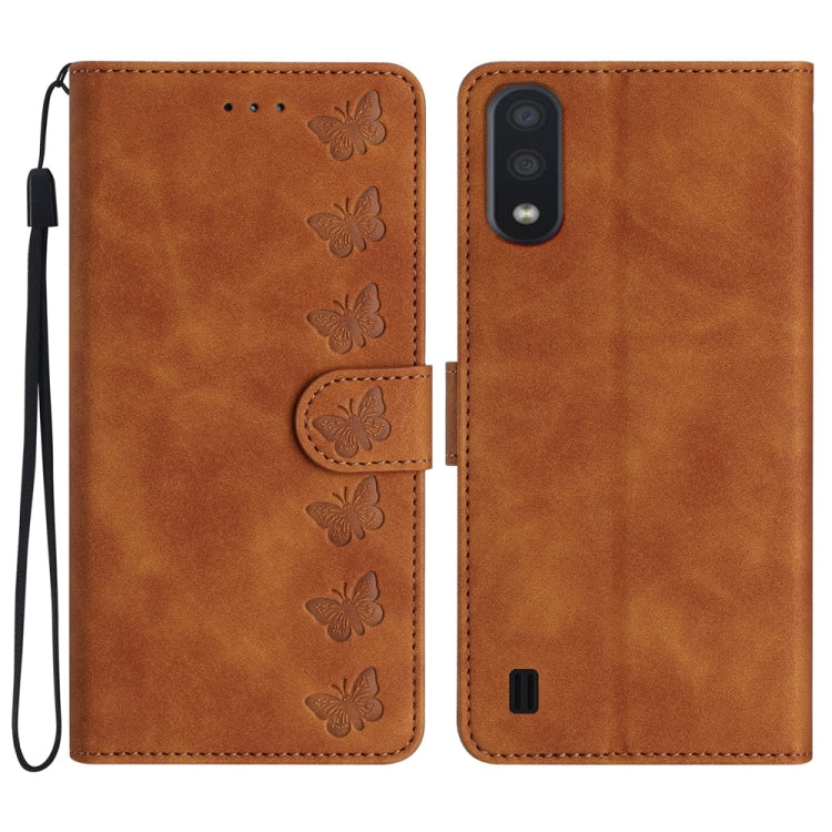Seven Butterflies Embossed Leather Phone Case, For Samsung Galaxy A04s, For Samsung Galaxy A10 / M10, For Samsung Galaxy A12 5G, For Samsung Galaxy A13 4G