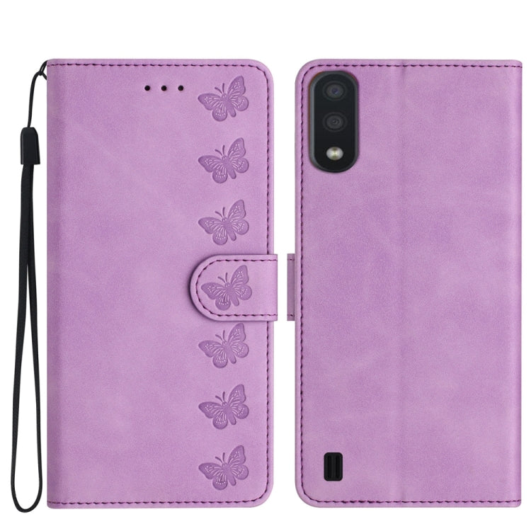 Seven Butterflies Embossed Leather Phone Case, For Samsung Galaxy A04s, For Samsung Galaxy A10 / M10, For Samsung Galaxy A12 5G, For Samsung Galaxy A13 4G