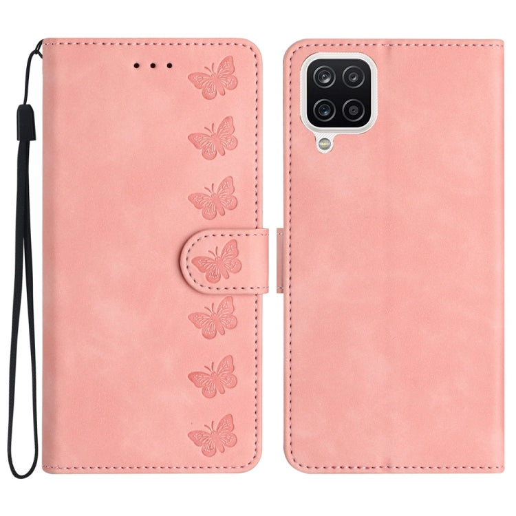 Seven Butterflies Embossed Leather Phone Case, For Samsung Galaxy A04s, For Samsung Galaxy A10 / M10, For Samsung Galaxy A12 5G, For Samsung Galaxy A13 4G