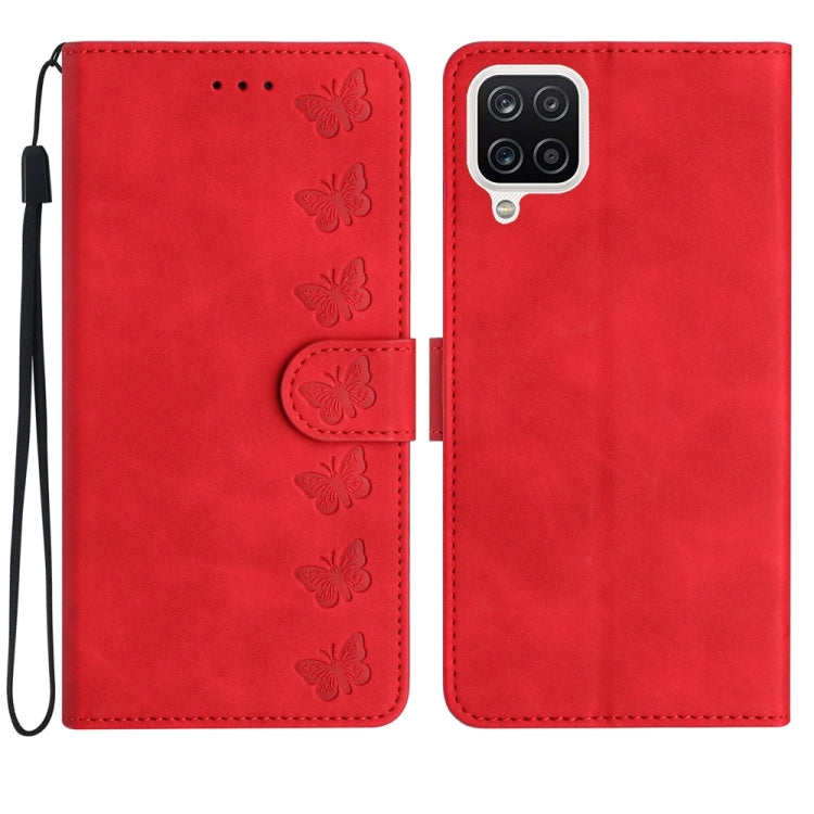 Seven Butterflies Embossed Leather Phone Case, For Samsung Galaxy A04s, For Samsung Galaxy A10 / M10, For Samsung Galaxy A12 5G, For Samsung Galaxy A13 4G