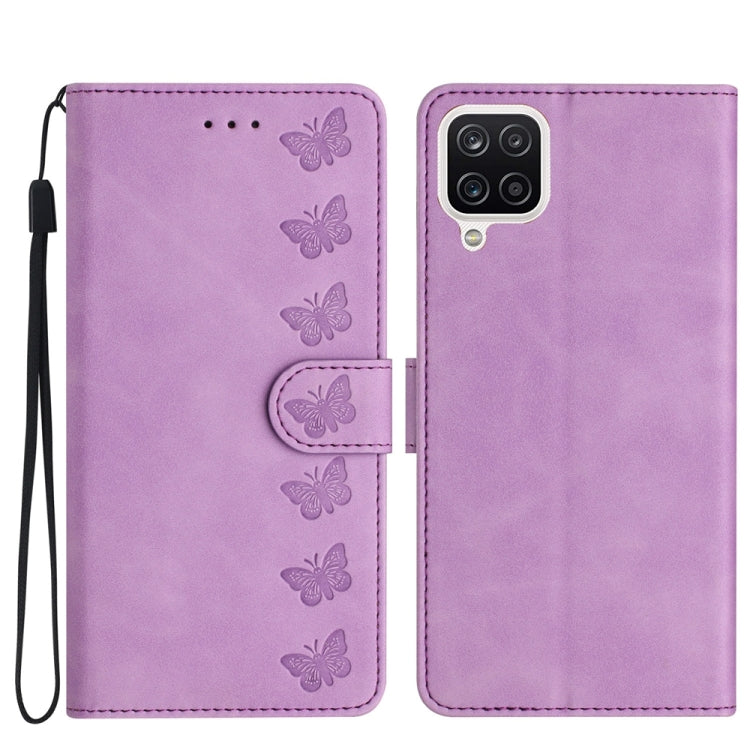 Seven Butterflies Embossed Leather Phone Case, For Samsung Galaxy A04s, For Samsung Galaxy A10 / M10, For Samsung Galaxy A12 5G, For Samsung Galaxy A13 4G