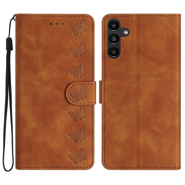 Seven Butterflies Embossed Leather Phone Case, For Samsung Galaxy A13 5G, For Samsung Galaxy A14 5G, For Samsung Galaxy A05s, For Samsung Galaxy S24 5G
