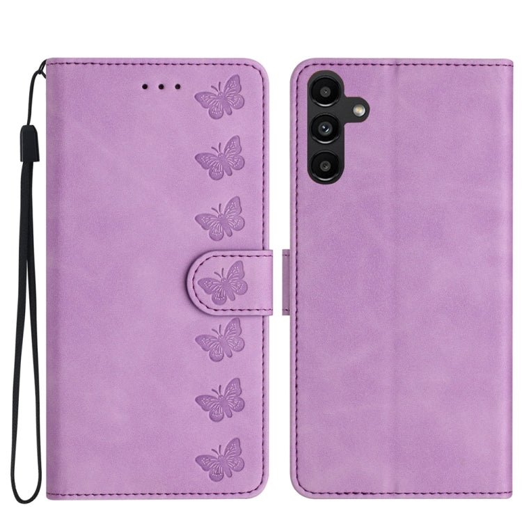 Seven Butterflies Embossed Leather Phone Case, For Samsung Galaxy A13 5G, For Samsung Galaxy A14 5G, For Samsung Galaxy A05s, For Samsung Galaxy S24 5G