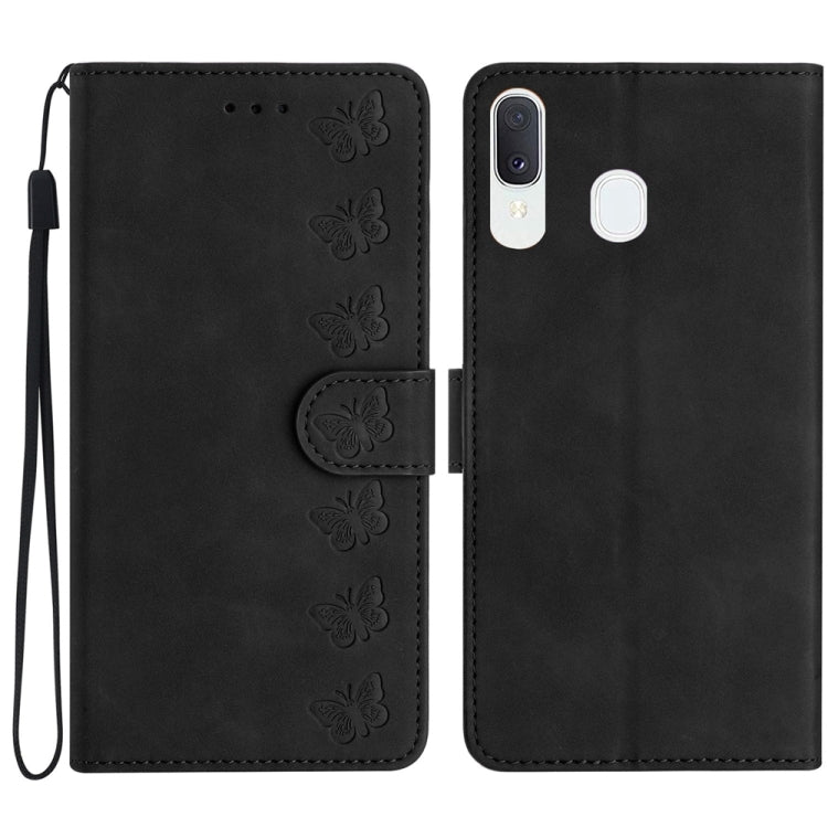 Seven Butterflies Embossed Leather Phone Case, For Samsung Galaxy A20 / A30, For Samsung Galaxy A20e, For Samsung Galaxy A20s, For Samsung Galaxy A22 4G