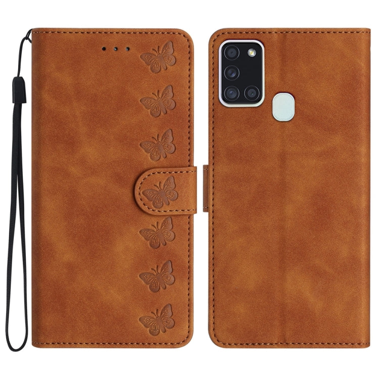 Seven Butterflies Embossed Leather Phone Case, For Samsung Galaxy A20 / A30, For Samsung Galaxy A20e, For Samsung Galaxy A20s, For Samsung Galaxy A22 4G