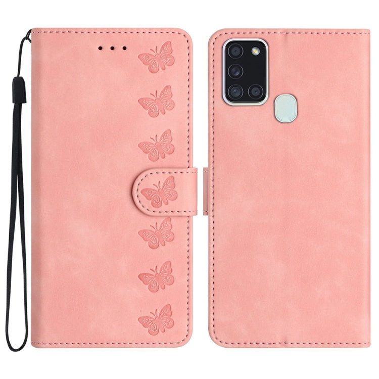 Seven Butterflies Embossed Leather Phone Case, For Samsung Galaxy A20 / A30, For Samsung Galaxy A20e, For Samsung Galaxy A20s, For Samsung Galaxy A22 4G