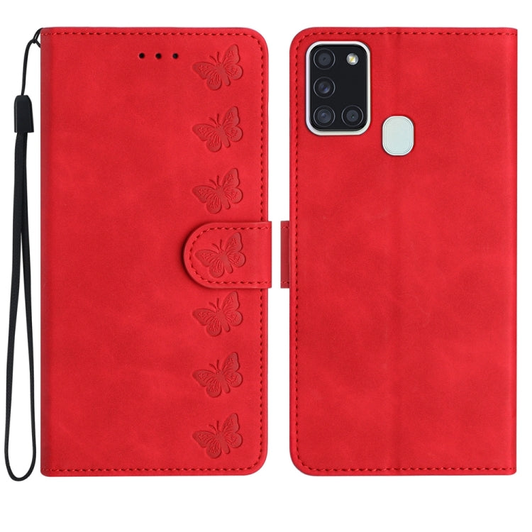 Seven Butterflies Embossed Leather Phone Case, For Samsung Galaxy A20 / A30, For Samsung Galaxy A20e, For Samsung Galaxy A20s, For Samsung Galaxy A22 4G