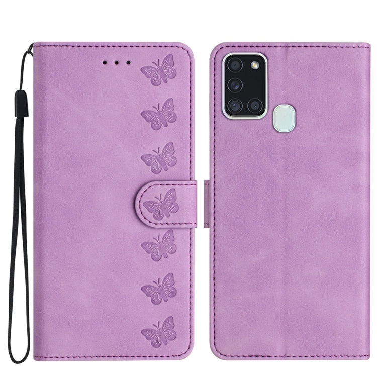 Seven Butterflies Embossed Leather Phone Case, For Samsung Galaxy A20 / A30, For Samsung Galaxy A20e, For Samsung Galaxy A20s, For Samsung Galaxy A22 4G