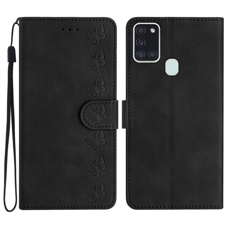 Seven Butterflies Embossed Leather Phone Case, For Samsung Galaxy A20 / A30, For Samsung Galaxy A20e, For Samsung Galaxy A20s, For Samsung Galaxy A22 4G