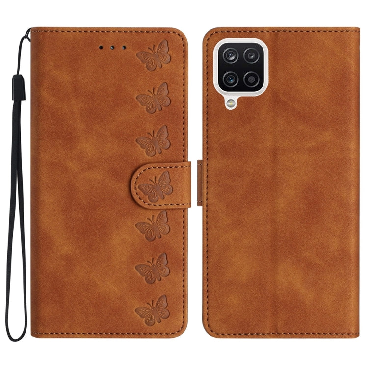 Seven Butterflies Embossed Leather Phone Case, For Samsung Galaxy A20 / A30, For Samsung Galaxy A20e, For Samsung Galaxy A20s, For Samsung Galaxy A22 4G