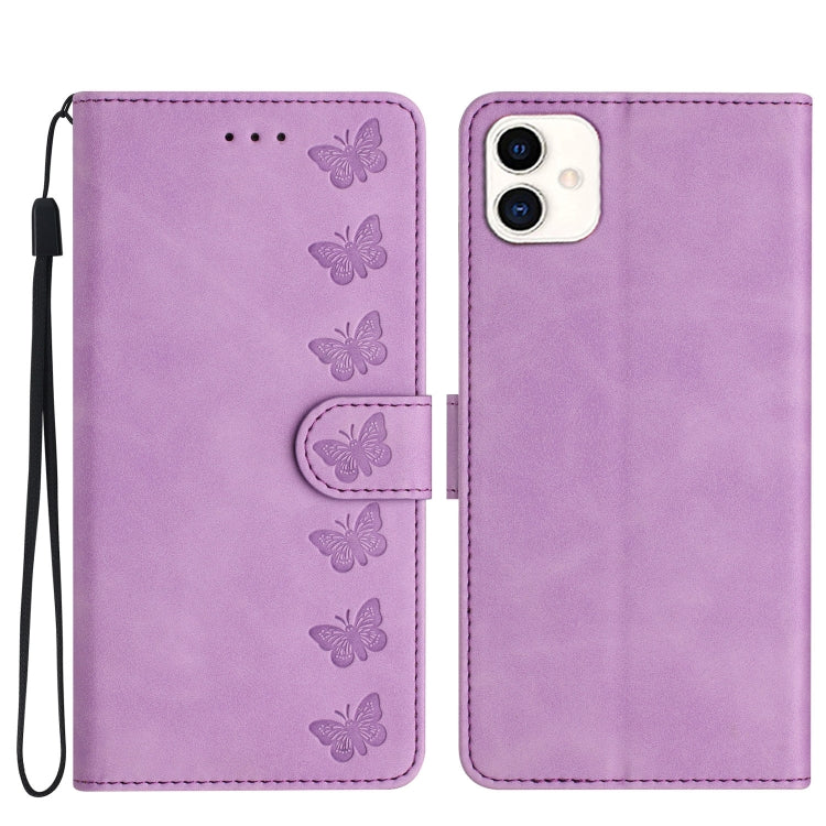 Seven Butterflies Embossed Leather Phone Case, For Samsung Galaxy A04 Core, For Samsung Galaxy S23 FE 5G, For Samsung Galaxy A05, For Samsung Galaxy S24+ 5G