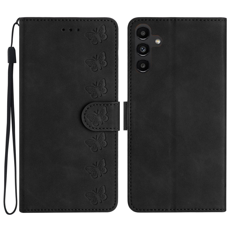 Seven Butterflies Embossed Leather Phone Case, For Samsung Galaxy A25 5G, For Samsung Galaxy A02s 164mm, For Samsung Galaxy A15, For Samsung Galaxy S24 Ultra 5G