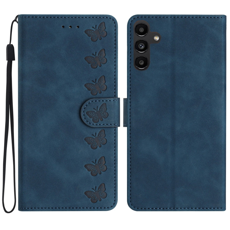Seven Butterflies Embossed Leather Phone Case, For Samsung Galaxy A25 5G, For Samsung Galaxy A02s 164mm, For Samsung Galaxy A15, For Samsung Galaxy S24 Ultra 5G