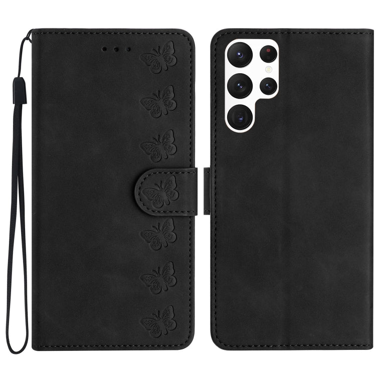Seven Butterflies Embossed Leather Phone Case, For Samsung Galaxy S24 Ultra 5G, For Samsung Galaxy A25 5G, For Samsung Galaxy A02s 164mm, For Samsung Galaxy A15