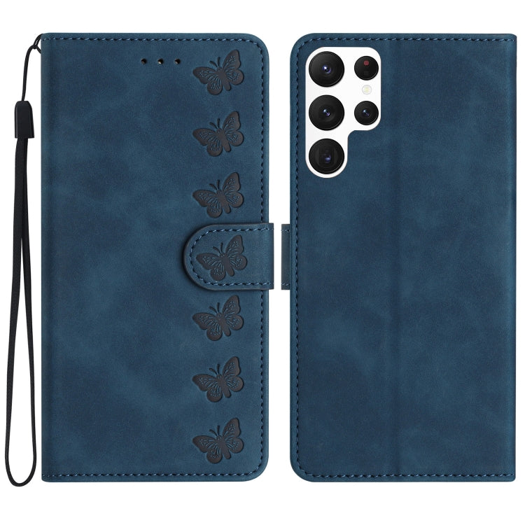 Seven Butterflies Embossed Leather Phone Case, For Samsung Galaxy S24 Ultra 5G, For Samsung Galaxy A25 5G, For Samsung Galaxy A02s 164mm, For Samsung Galaxy A15