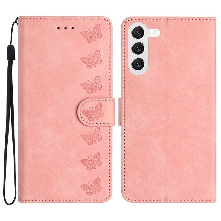 Seven Butterflies Embossed Leather Phone Case, For Samsung Galaxy A04 Core, For Samsung Galaxy S23 FE 5G, For Samsung Galaxy A05, For Samsung Galaxy S24+ 5G