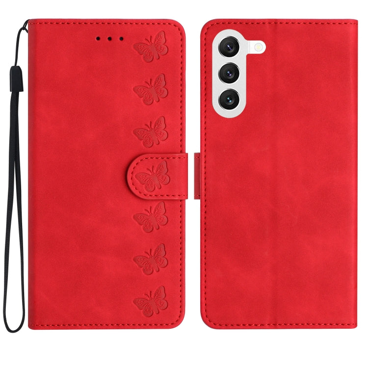 Seven Butterflies Embossed Leather Phone Case, For Samsung Galaxy A04 Core, For Samsung Galaxy S23 FE 5G, For Samsung Galaxy A05, For Samsung Galaxy S24+ 5G