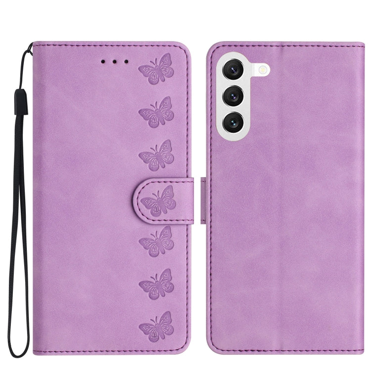 Seven Butterflies Embossed Leather Phone Case, For Samsung Galaxy A04 Core, For Samsung Galaxy S23 FE 5G, For Samsung Galaxy A05, For Samsung Galaxy S24+ 5G